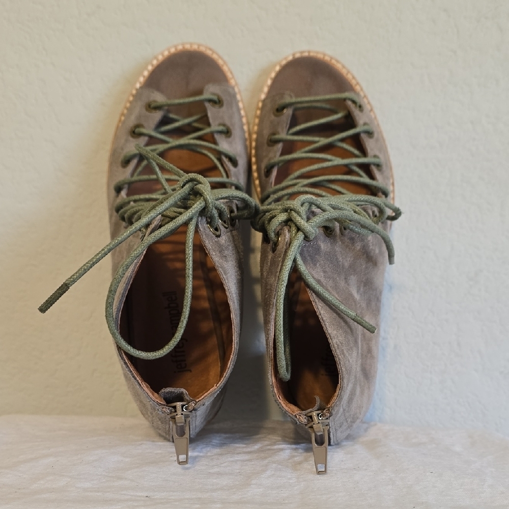 Jeffrey Campbell "Cors" Taupe Lace-Up Suede Booties. Size 7.5M Gently Worn - Picture 5 of 15